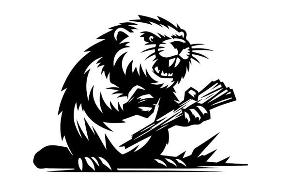 Angry Beaver Silhouette SVG Design for Graphics & Crafts