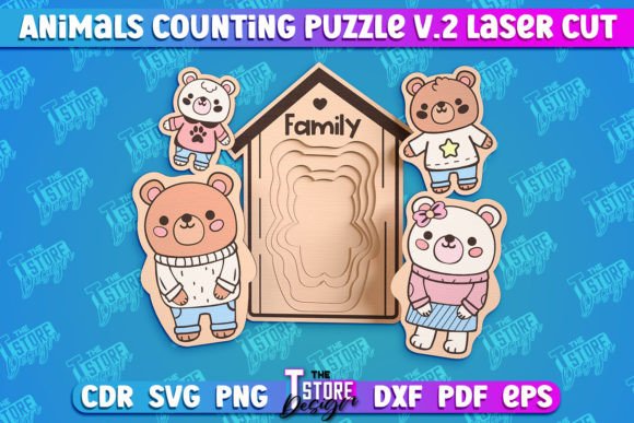 Bears Counting Baby Puzzle Laser Cut V.2 Graphics & Crafts