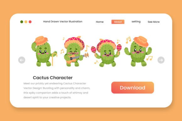 Cactus Character - Illustration: Hand-Painted Graphics for Branding