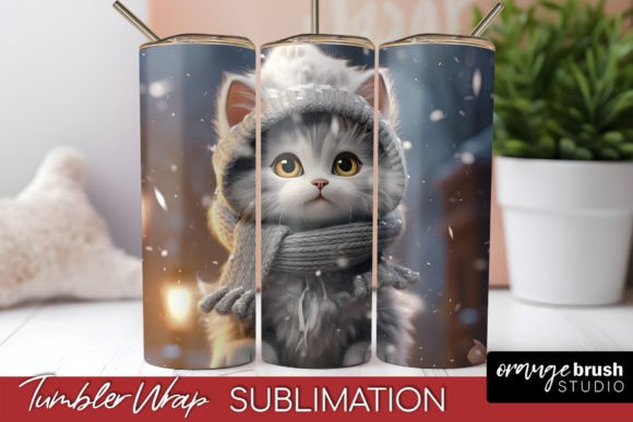 Christmas Tumbler Wrap Cat Sublimation Graphics & Tumbler Wraps