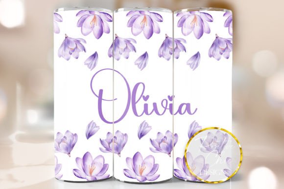Custom Name Flowers Tumbler PNG for Crafts & Graphics