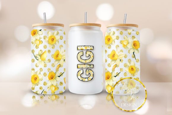 Floral Gigi Glass Can Wrap: Graphics & Crafts for Branding