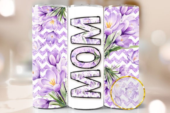Floral Mom Skinny Tumbler Wrap PNG: Graphics for Crafts & Content