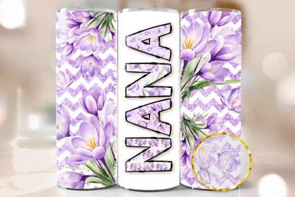 Floral Nana Skinny Tumbler Wrap PNG for Crafts & Graphics