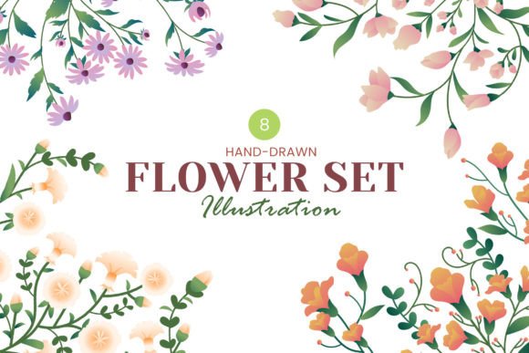 Flower Set - Illustration: A Hand-Painted Graphics Asset for Crafters