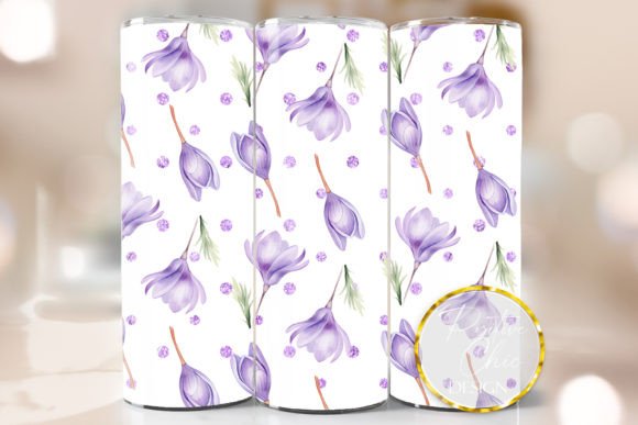 Flowers 20 Oz Purple Tumbler Wrap PNG: Graphics for Crafts
