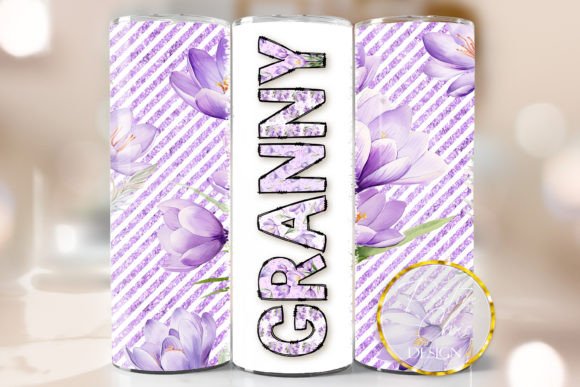 Flowers Granny Skinny Tumbler Wrap PNG: Graphics & Crafts Asset