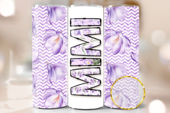 Purple Floral Mimi Tumbler Wrap PNG Graphics & Crafts