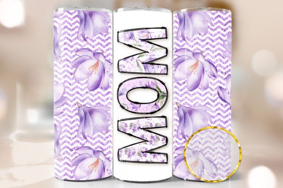 Purple Floral Mom Tumbler Wrap Graphics for Crafts