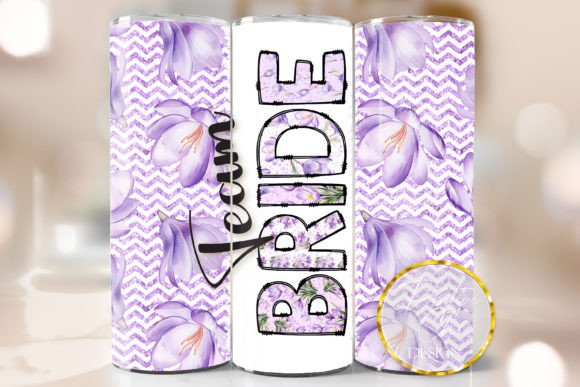 Purple Floral Team Bride Tumbler Wrap: Graphics & Crafts