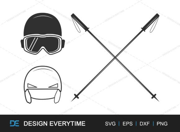 Snowboard Helmet SVG Graphics for Winter Crafts