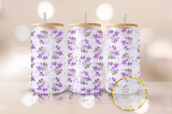 Spring Purple Libbey Glass Can Wrap PNG: Graphics & Crafts