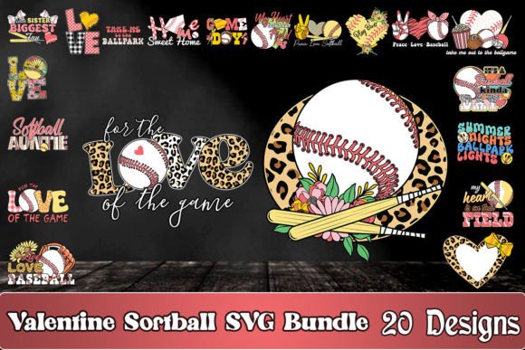 Valentine Softball SVG Bundle: Graphics for Crafts & Branding